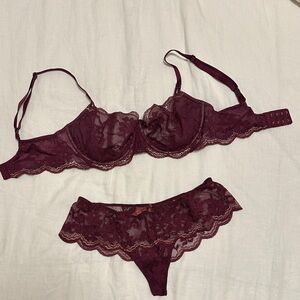 NWOT VS Wicked Unlined Balconette Bra & Thong 34D M